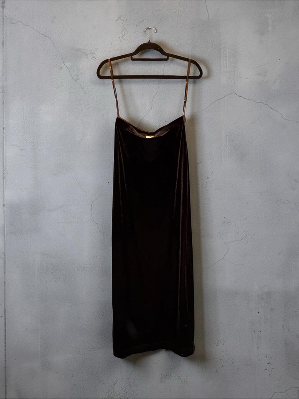 Vintage Y2K Tadashi Shoji Brown Velvet Maxi Skirt
